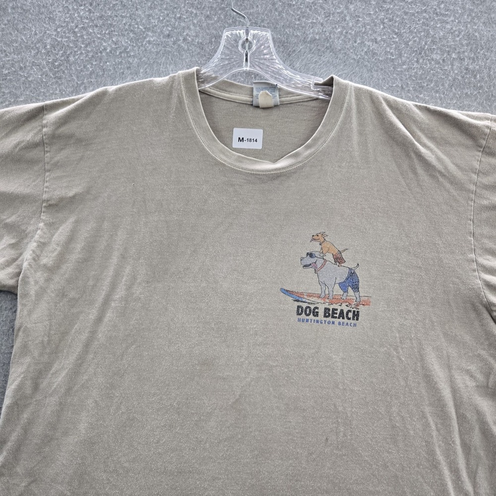 VINTAGE Crazy Shirts Men Shirt XL Beige Dog Beach Combed Cotton Y2K READ - Picture 4 of 12